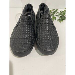 Michael Kors Womens Black Quilted Leather Slip-On Sneakers Size 6M